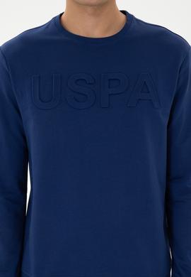 Erkek Regular Fit Bisiklet Yaka İndigo Basic Sweatshirt - 50307793107