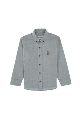 Erkek Çocuk Koyu Yeşil Uzun Kollu Basic Gömlek - 50307704061