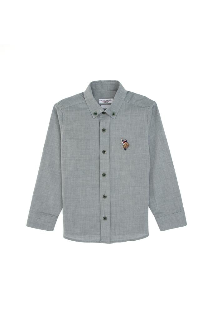 Erkek Çocuk Koyu Yeşil Uzun Kollu Basic Gömlek