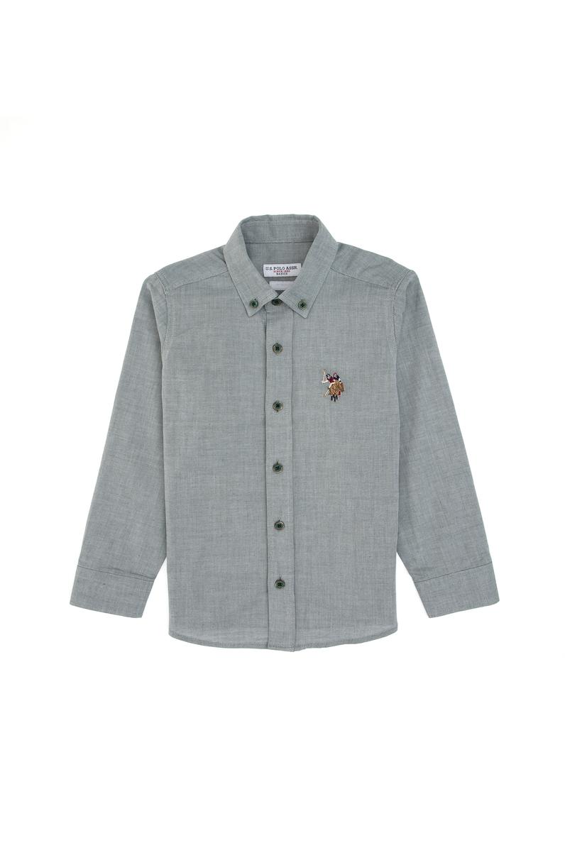 Erkek Çocuk Koyu Yeşil Uzun Kollu Basic Gömlek