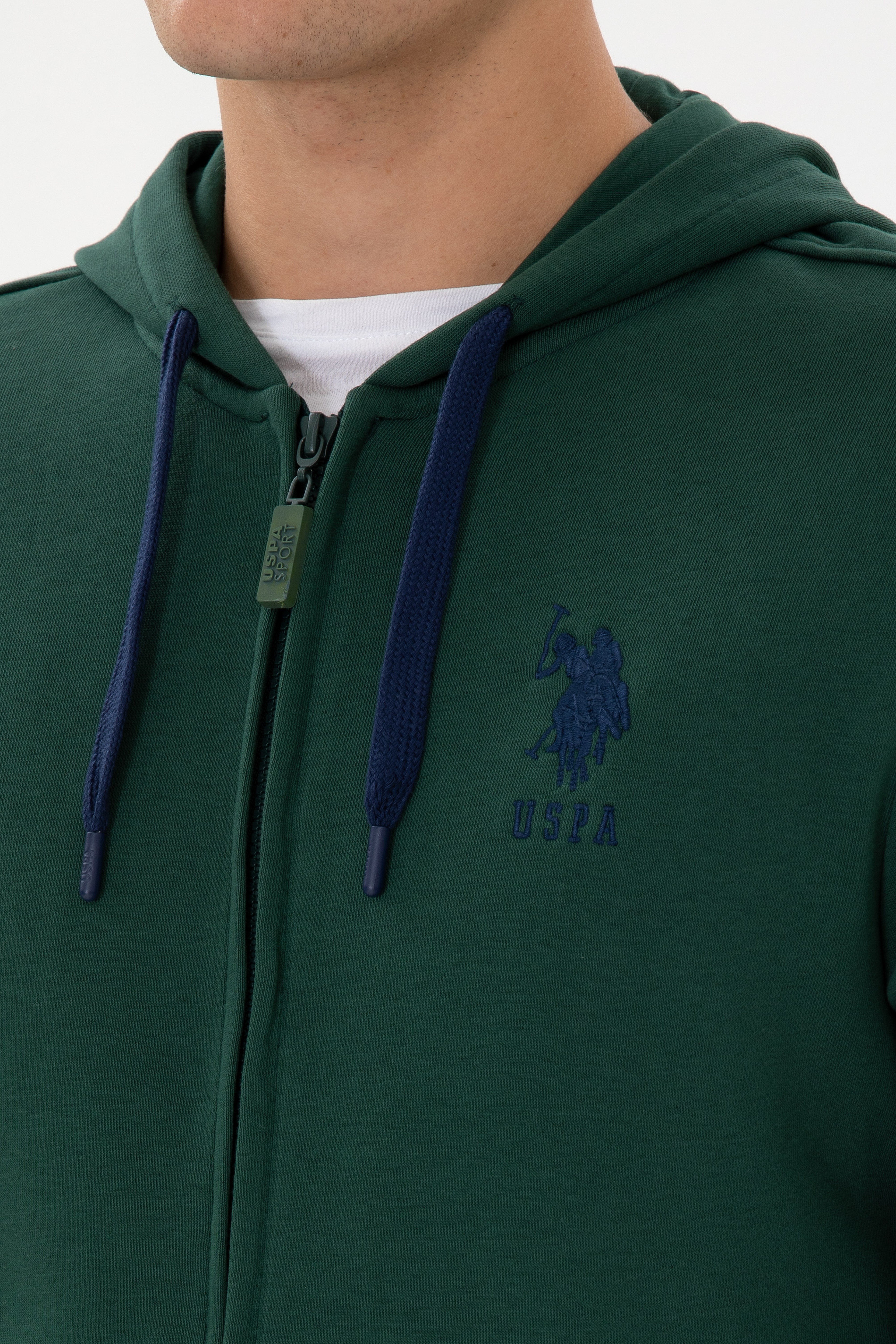 Erkek Regular Fit Regular Fit Fermuarlı Kapüşonlu Koyu Yeşil Örme Hırka - Image 7