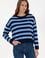 Kadın Lacivert Çizgili Bisiklet Yaka Kazak
