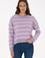 Kadın Mor Çizgili Bisiklet Yaka Kazak