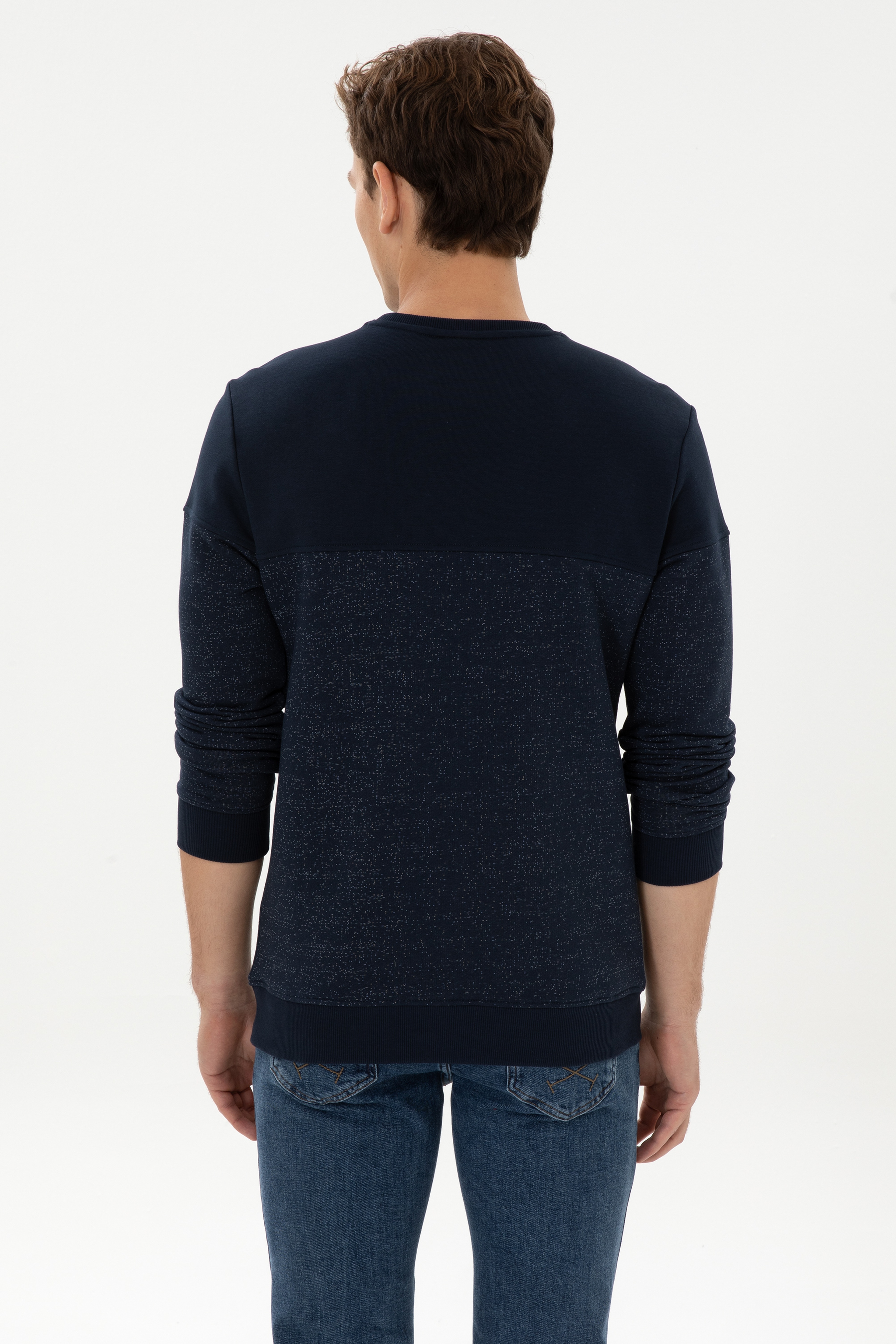 Erkek Regular Fit Bisiklet Yaka Lacivert Sweatshirt - Image 5