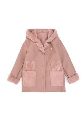 Kız Çocuk Açık Pembe Deri Ceket - 50317346005