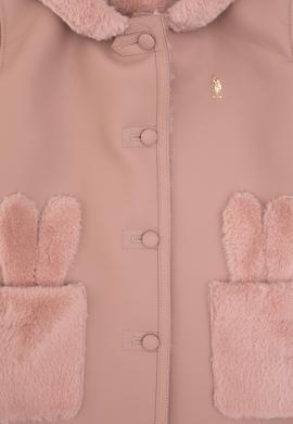 Kız Çocuk Açık Pembe Deri Ceket - 50317346005