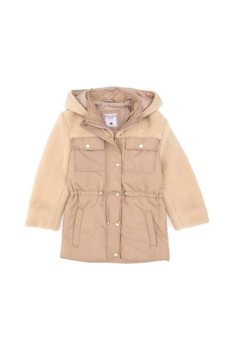 Kız Çocuk Ekru Deri Ceket