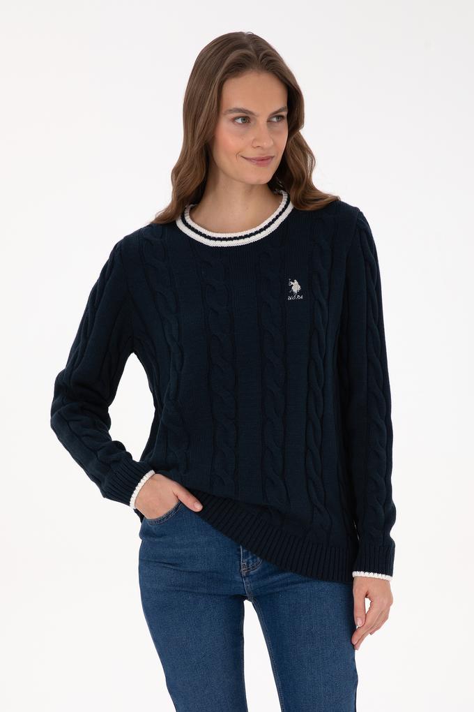 Kadın Lacivert Bisiklet Yaka Kazak