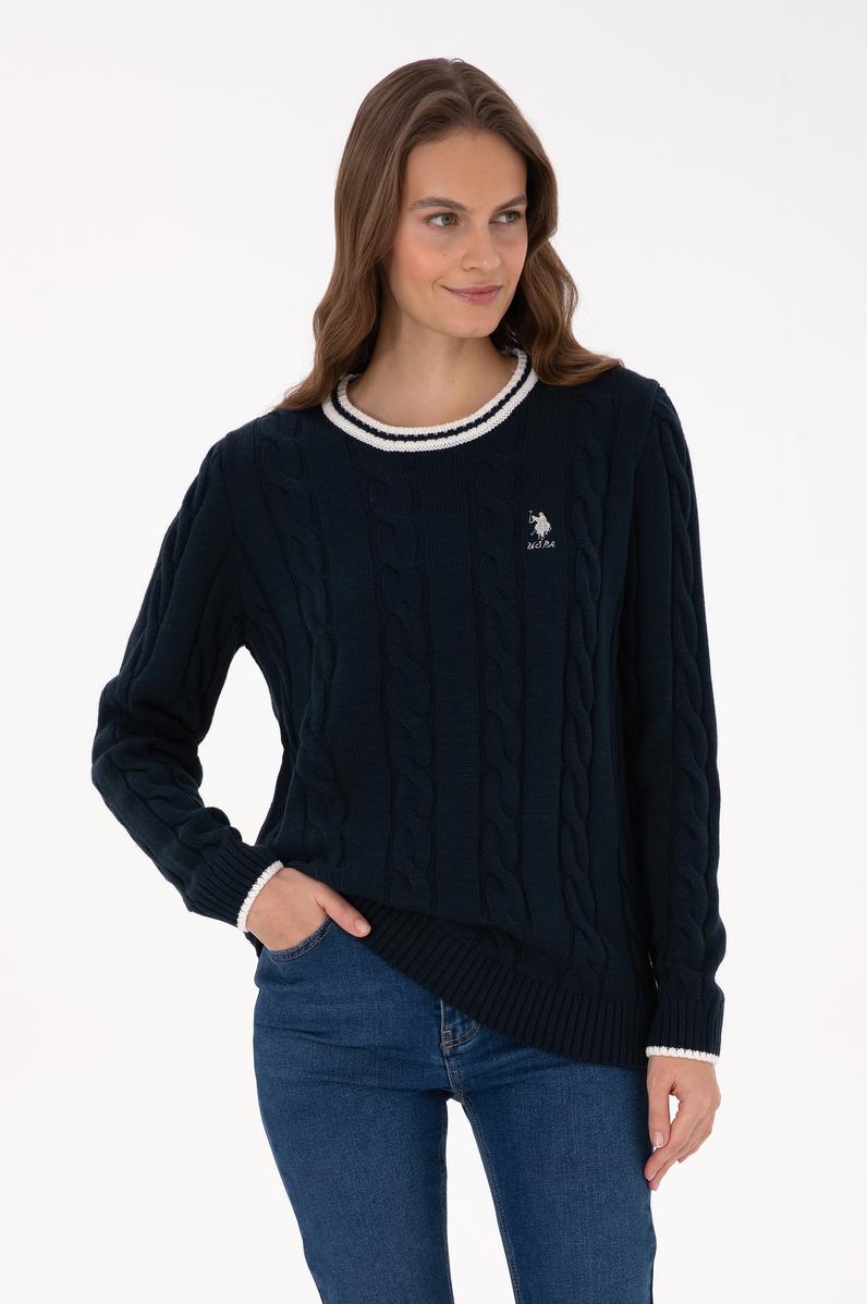 Kadın Lacivert Bisiklet Yaka Kazak