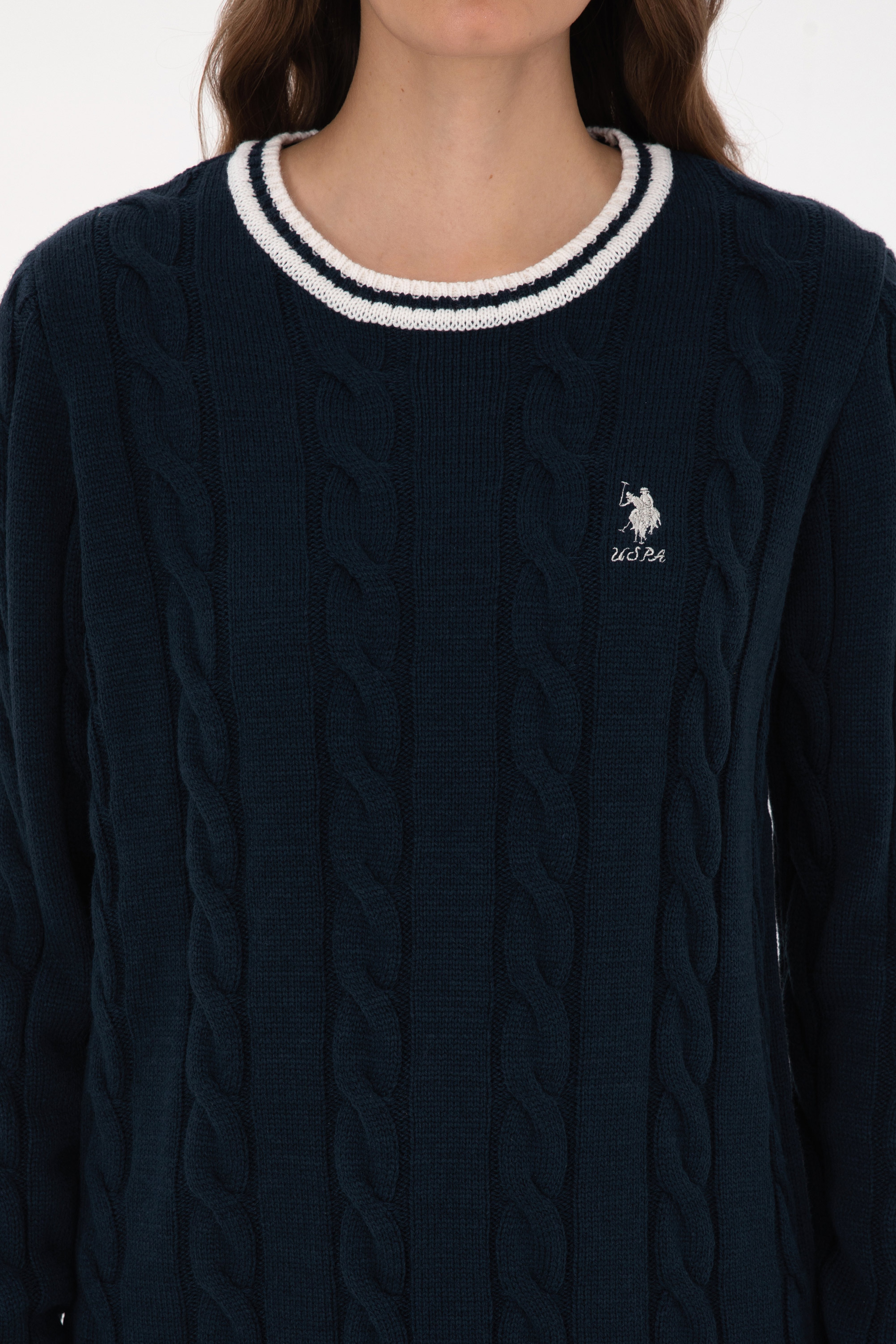 Kadın Lacivert Bisiklet Yaka Kazak