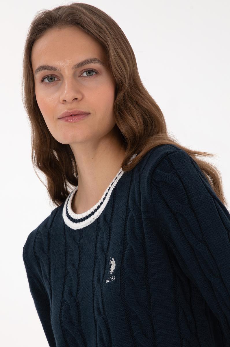 Kadın Lacivert Bisiklet Yaka Kazak