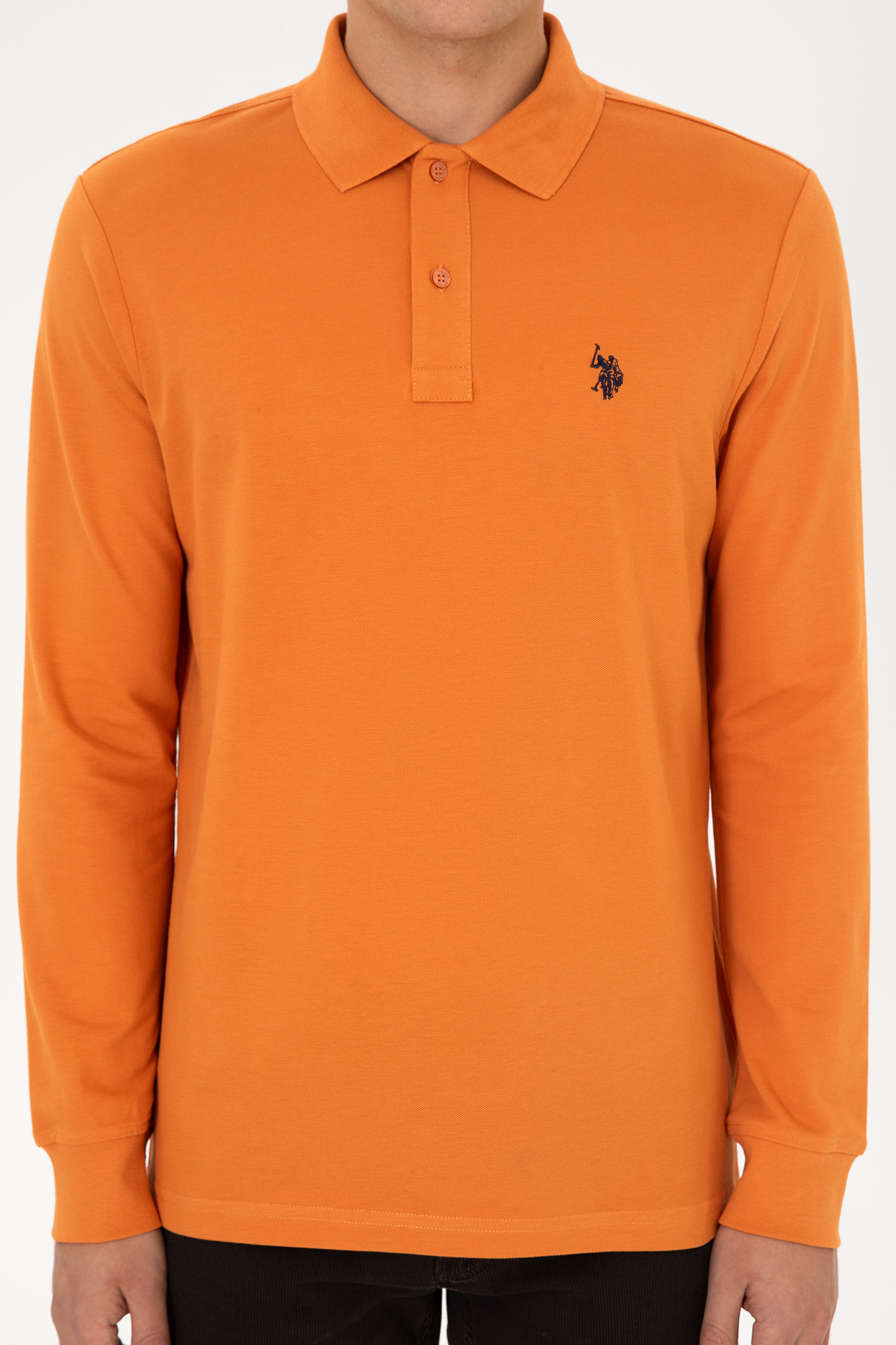 Erkek Regular Fit Polo Yaka Bakır Basic Sweatshirt - Image 6