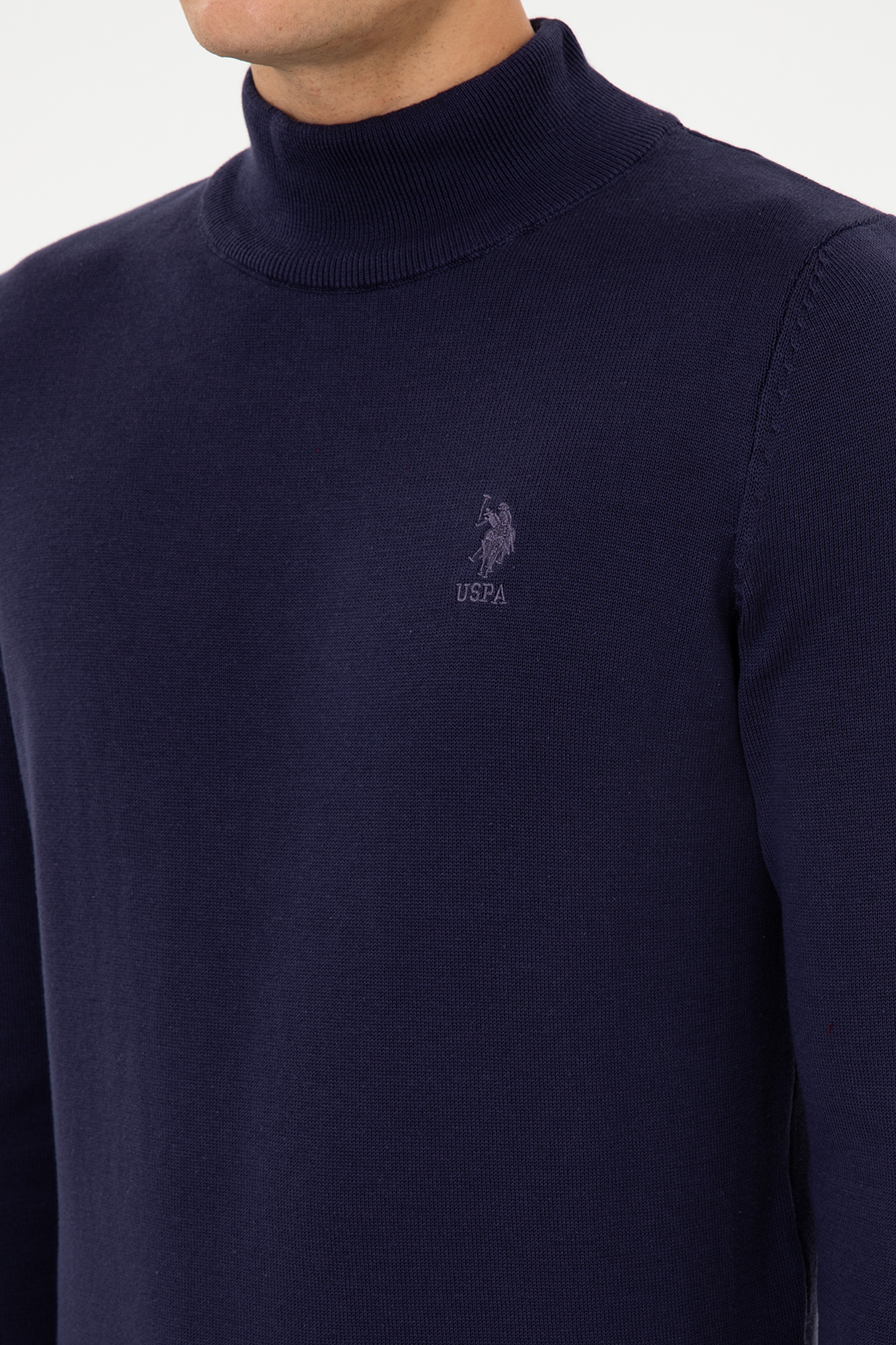 Erkek Slim Fit Yarım Balıkçı Yaka Mürdüm Basic Kazak - Image 7
