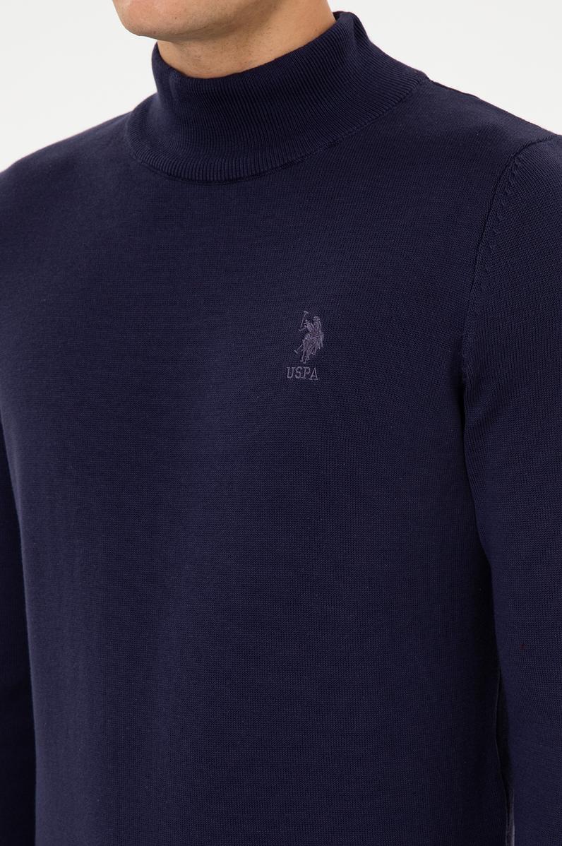 Erkek Slim Fit Yarım Balıkçı Yaka Mürdüm Basic Kazak