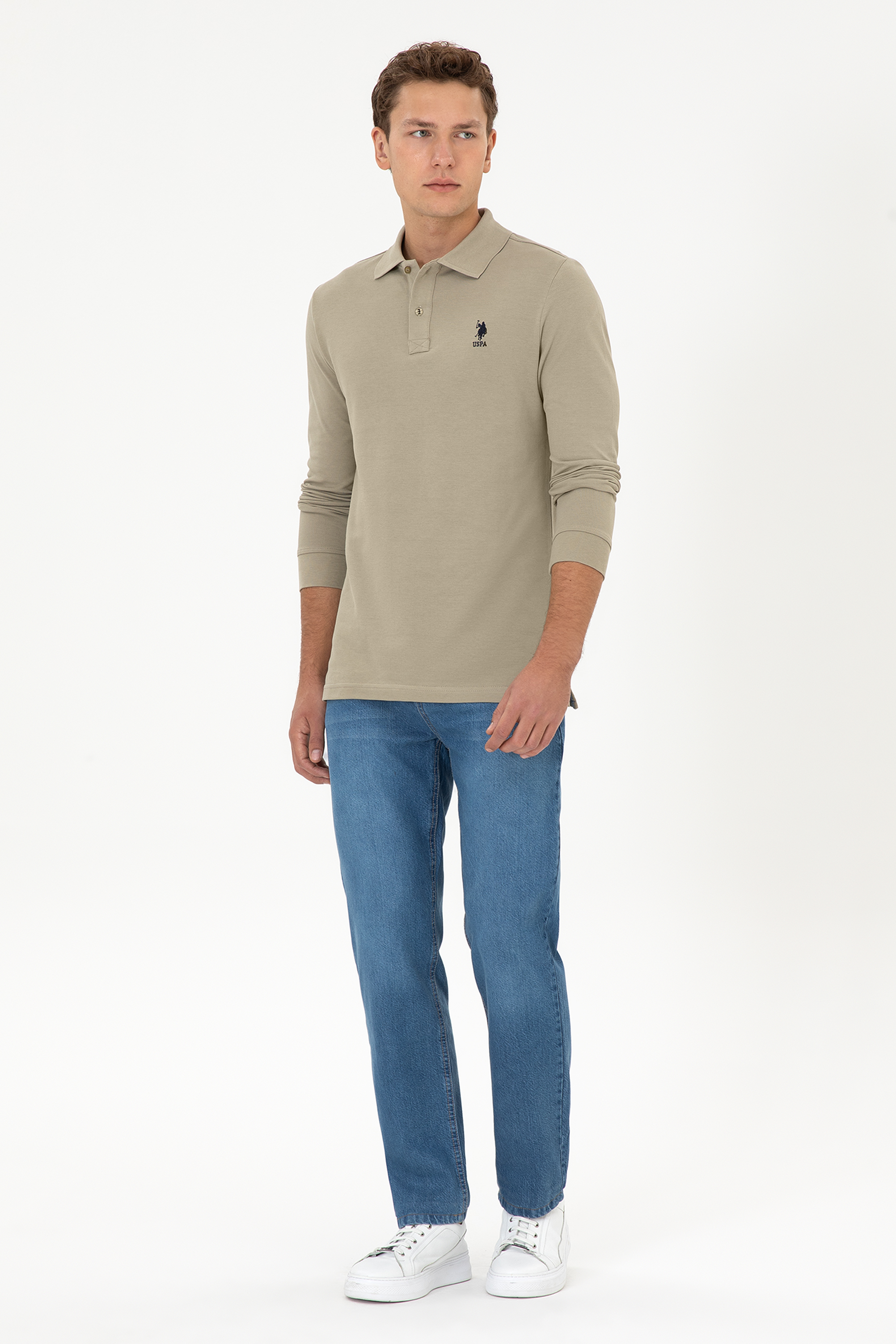 Erkek Açık Haki Basic Sweatshirt - 50307757217