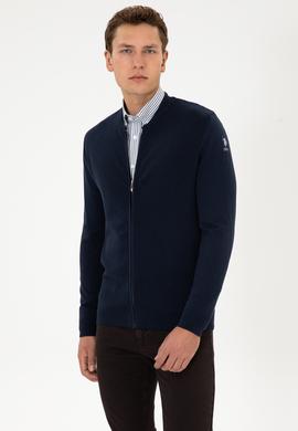 Erkek Lacivert Basic Triko Hırka - 50307813007