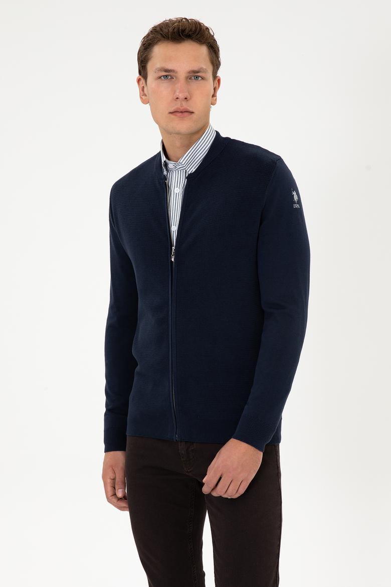 Erkek Lacivert Basic Triko Hırka