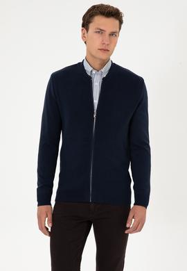 Erkek Lacivert Basic Triko Hırka - 50307813007