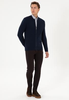 Erkek Lacivert Basic Triko Hırka - 50307813007