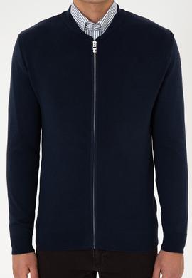 Erkek Lacivert Basic Triko Hırka - 50307813007