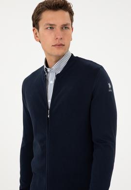 Erkek Lacivert Basic Triko Hırka - 50307813007