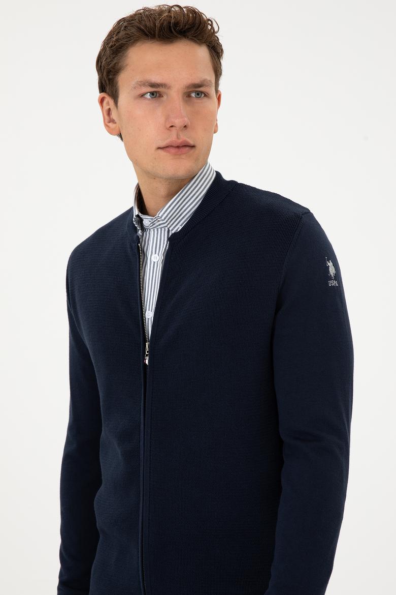 Erkek Lacivert Basic Triko Hırka - 50307813007