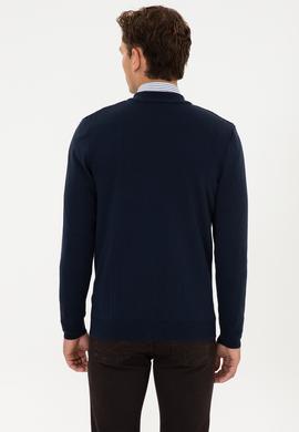 Erkek Lacivert Basic Triko Hırka - 50307813007