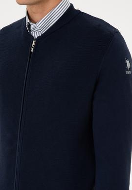 Erkek Lacivert Basic Triko Hırka - 50307813007