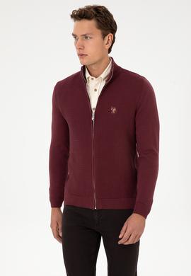 Erkek Bordo Basic Triko Hırka - 50307800071