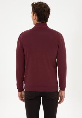 Erkek Bordo Basic Triko Hırka - 50307800071