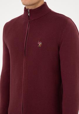 Erkek Bordo Basic Triko Hırka - 50307800071