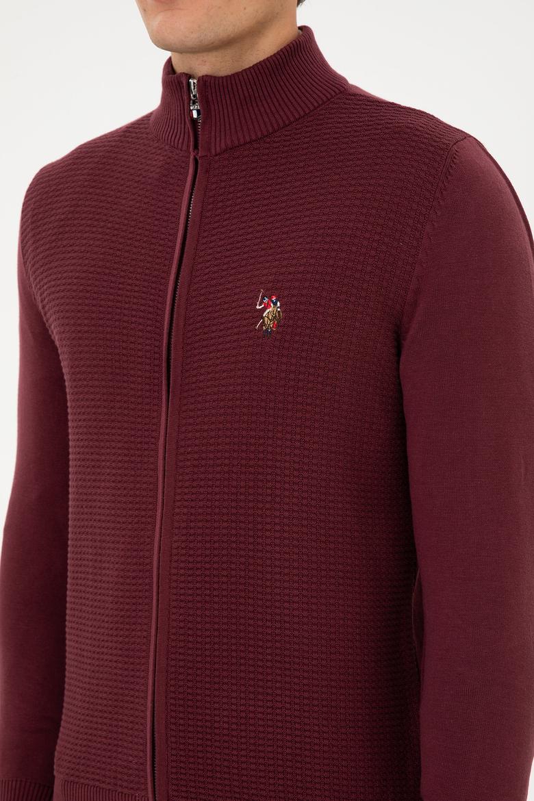 Erkek Bordo Basic Triko Hırka - 50307800071