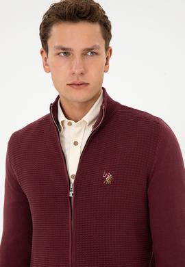 Erkek Bordo Basic Triko Hırka - 50307800071