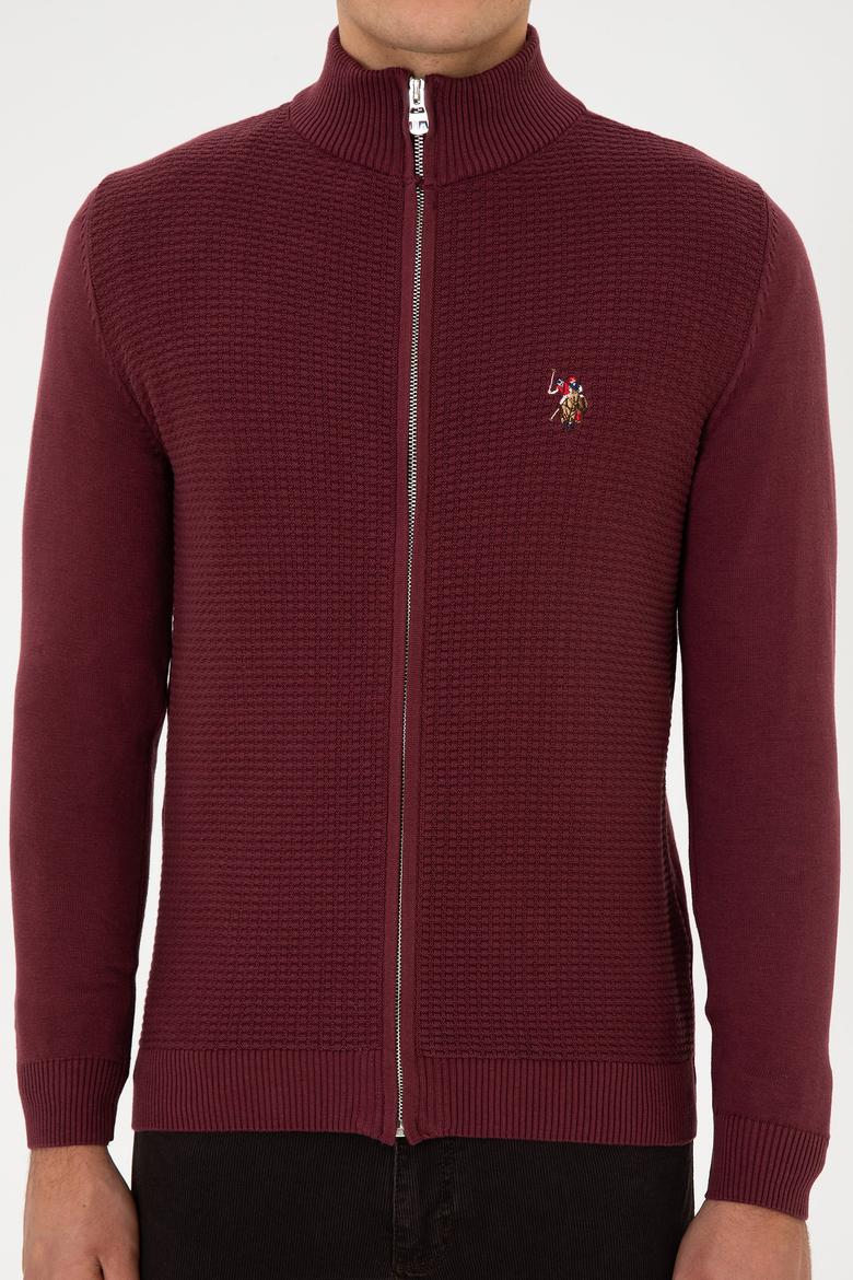 Erkek Bordo Basic Triko Hırka - 50307800071