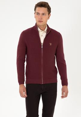 Erkek Bordo Basic Triko Hırka - 50307800071