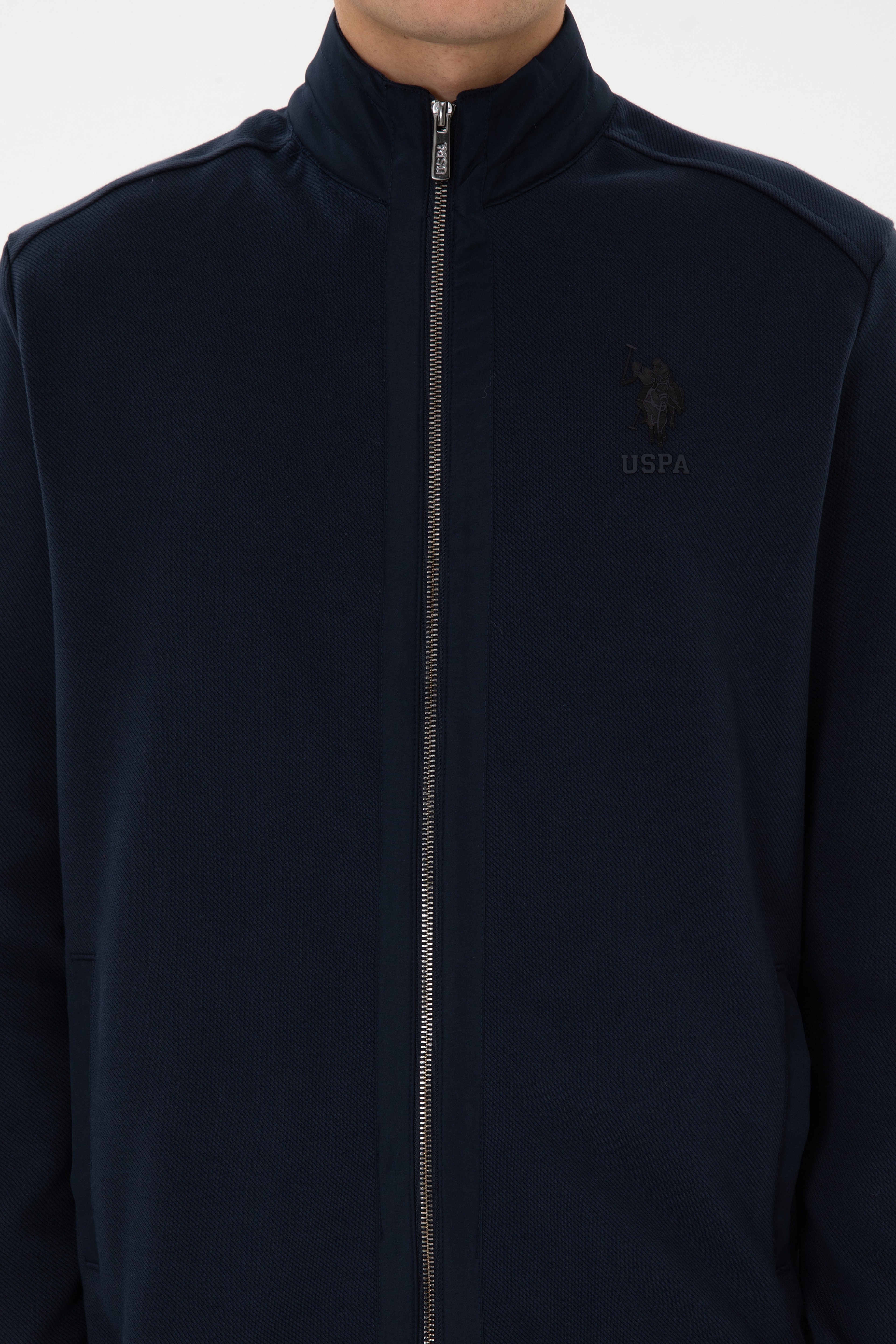 Erkek Regular Fit Fermuarlı Lacivert Örme Hırka - Image 6