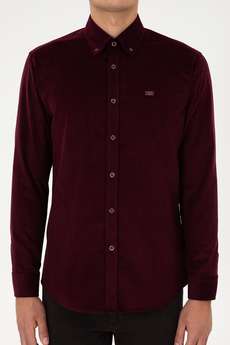Erkek Bordo Uzun Kollu Gömlek - 50315915033