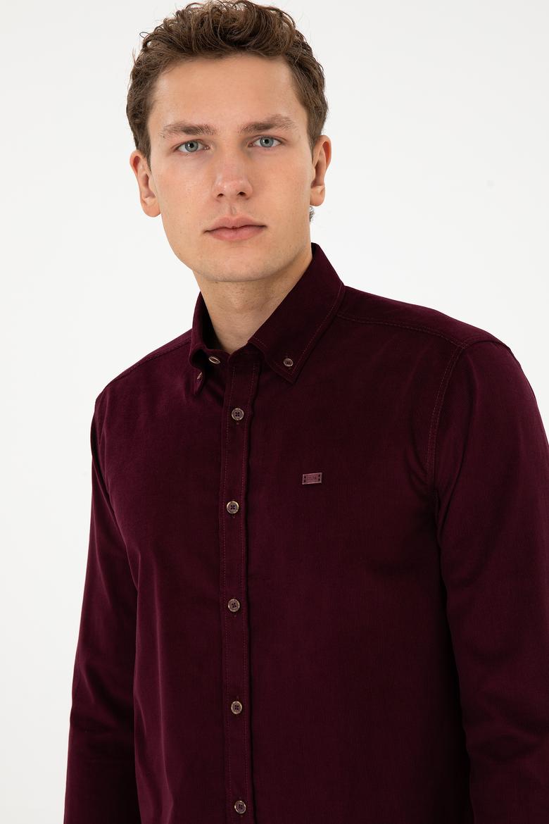 Erkek Bordo Uzun Kollu Gömlek - 50315915033