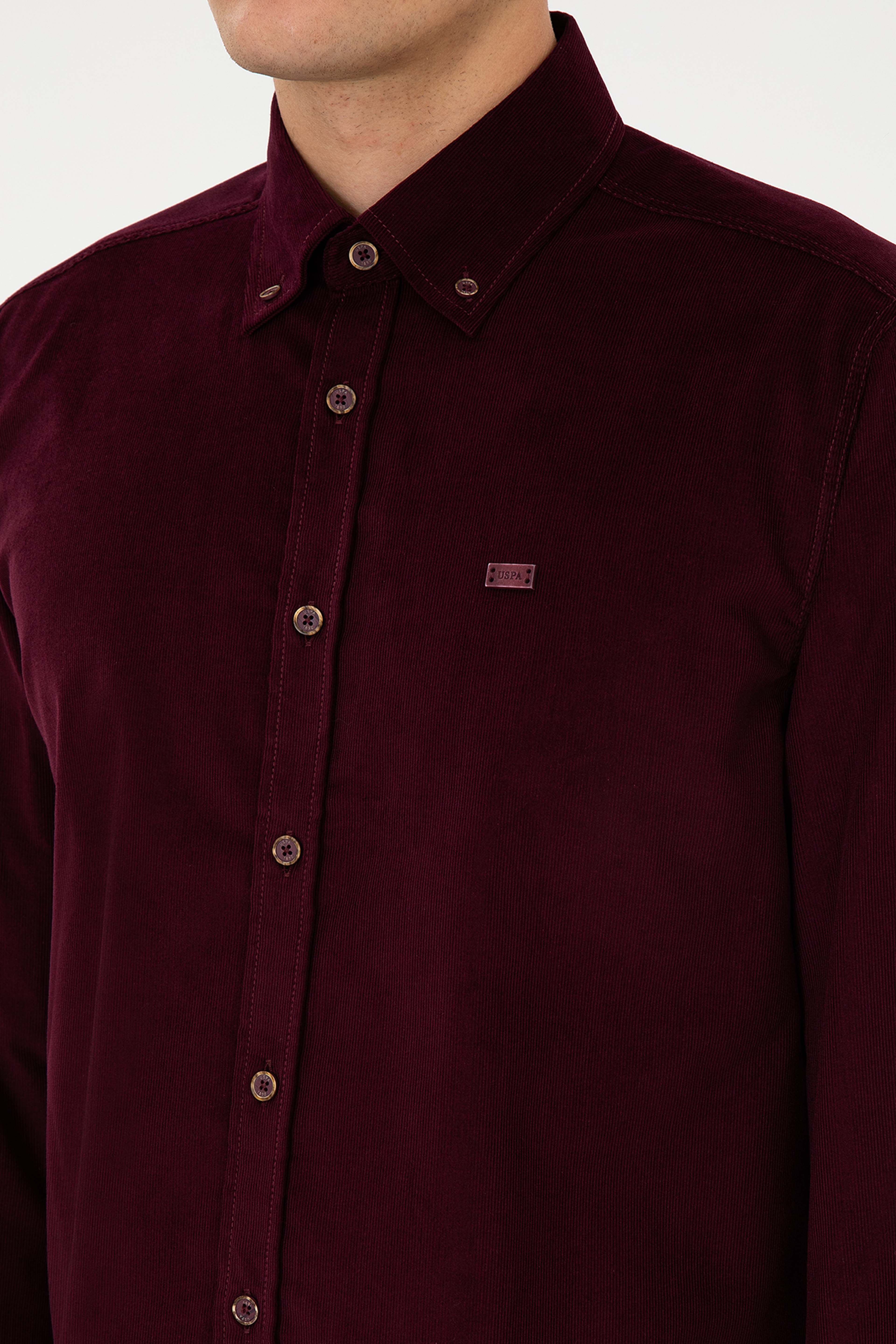 Erkek Bordo Uzun Kollu Gömlek - Image 7