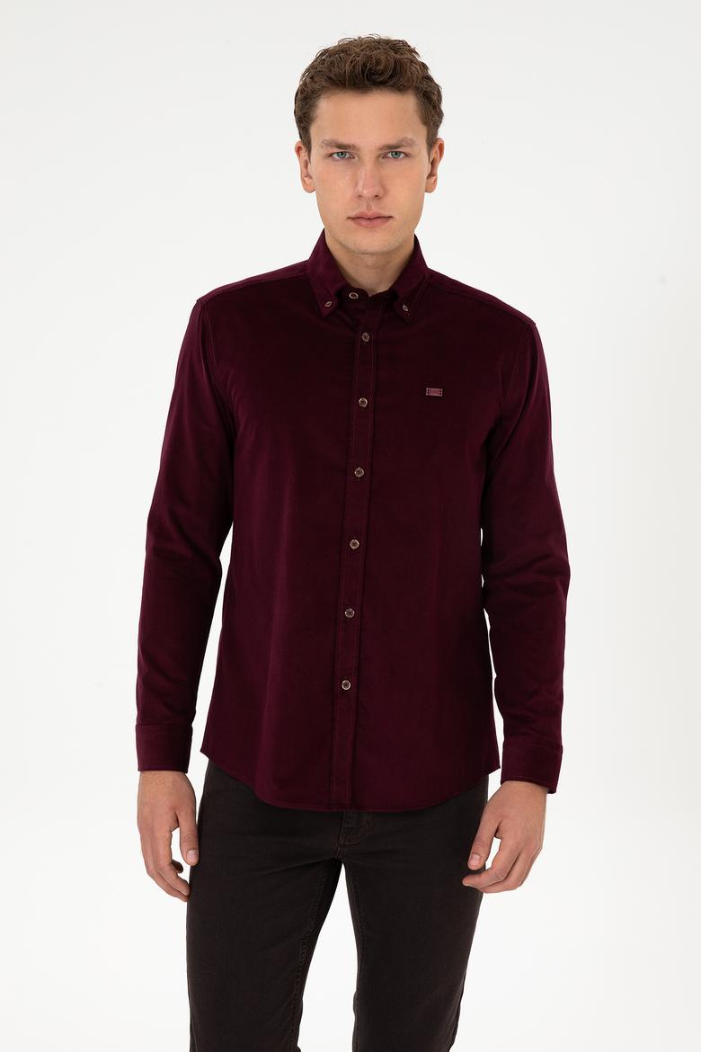 Erkek Bordo Uzun Kollu Gömlek - 50315915033