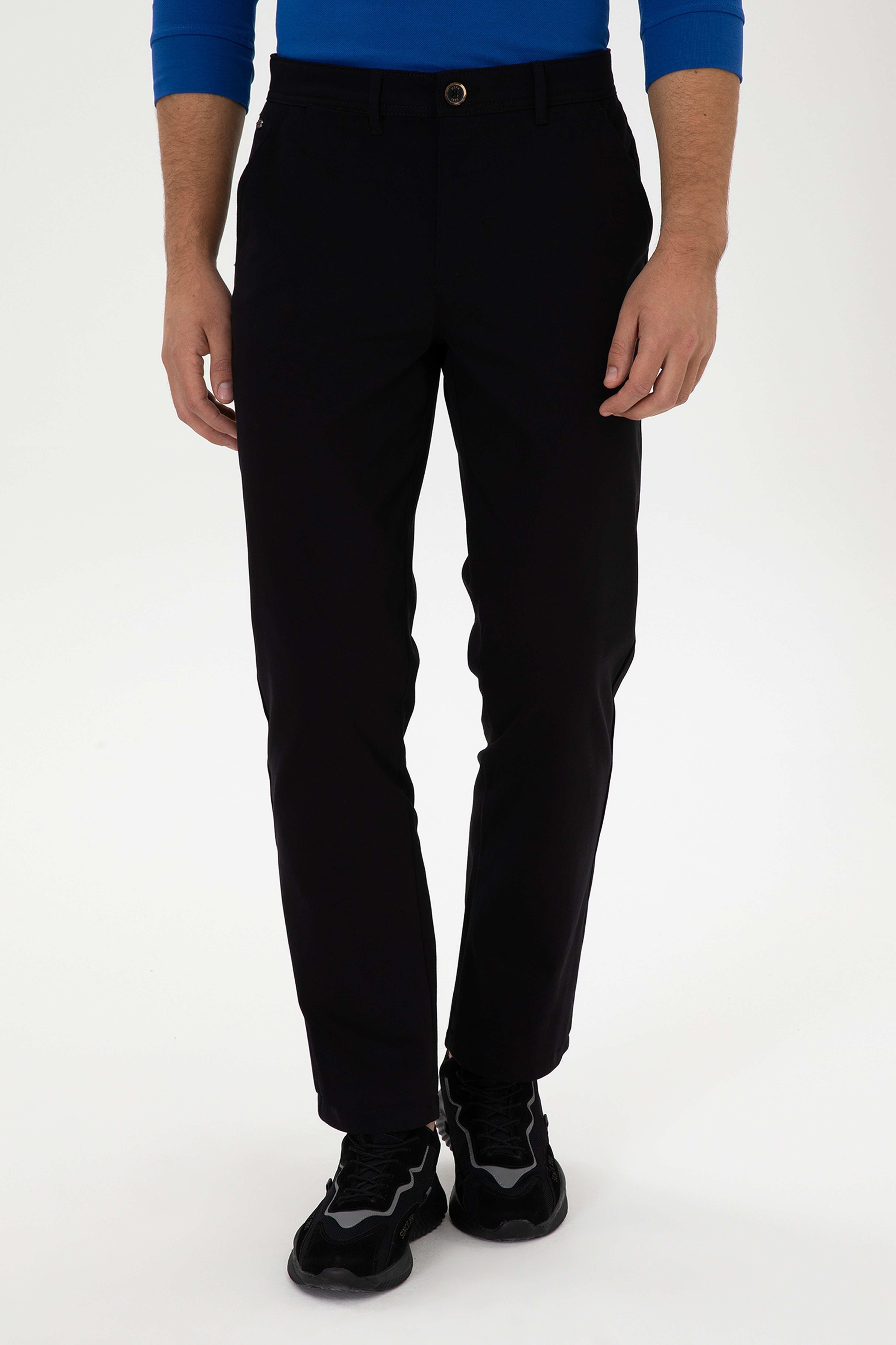 Erkek Regular Fit Siyah Kanvas / Chino Pantolon - Image 2