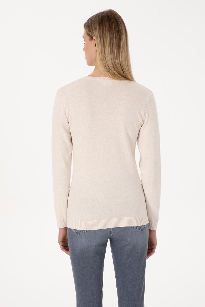 Kadın Krem Melanj Basic Kazak - 50307727030