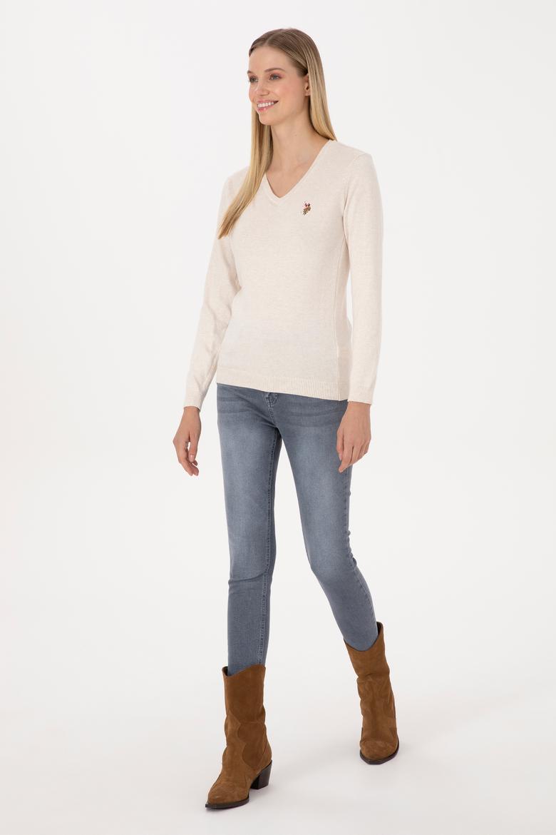 Kadın Krem Melanj Basic Kazak - 50307727030