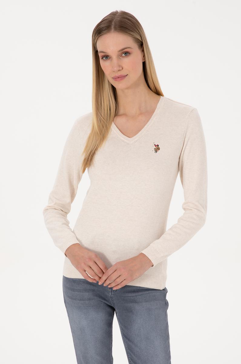 Kadın Krem Melanj Basic Kazak