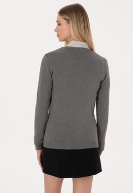 Kadın Gri Melanj Basic Kazak - 50307727045