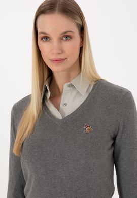 Kadın Gri Melanj Basic Kazak - 50307727045