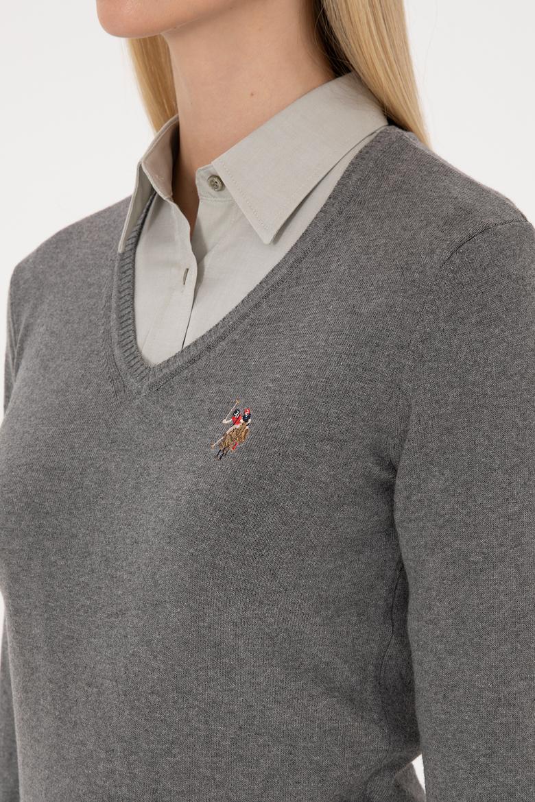 Kadın Gri Melanj Basic Kazak - 50307727045