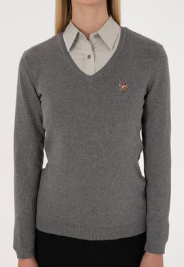 Kadın Gri Melanj Basic Kazak - 50307727045