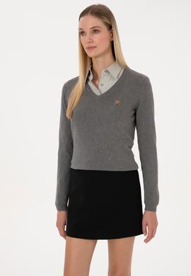 Kadın Gri Melanj Basic Kazak - 50307727045