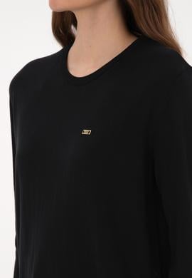 Kadın Siyah Bisiklet Yaka Basic Kazak - 50313579007